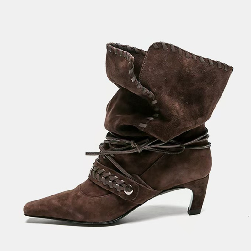 Street Fashion Lady - Liyke Autumn Winter Brown Suede Weave