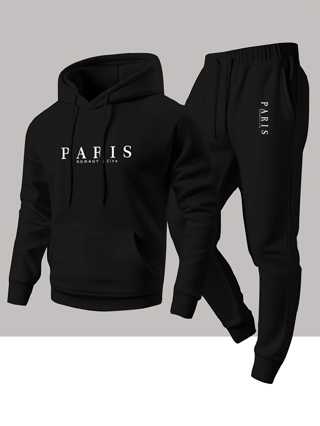 Fashion Streetwear - Men's Parisian-style two-piece set: classic letter