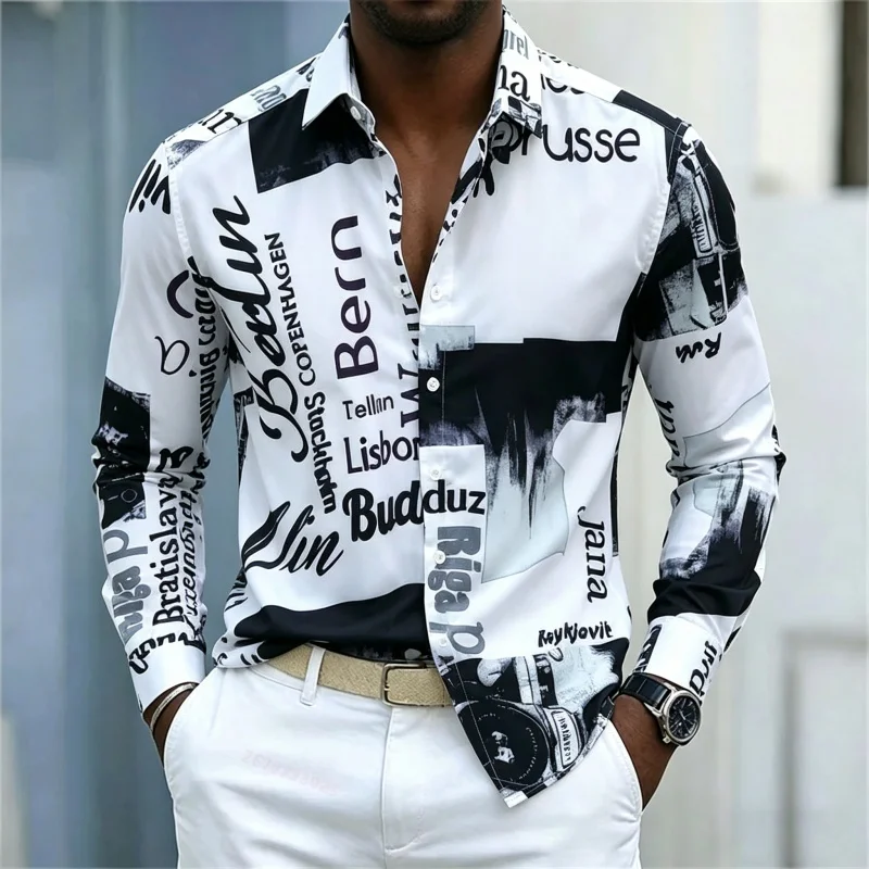 Men's Printed Long-sleeve Shir - огляд і ціна Fashion Streetwear