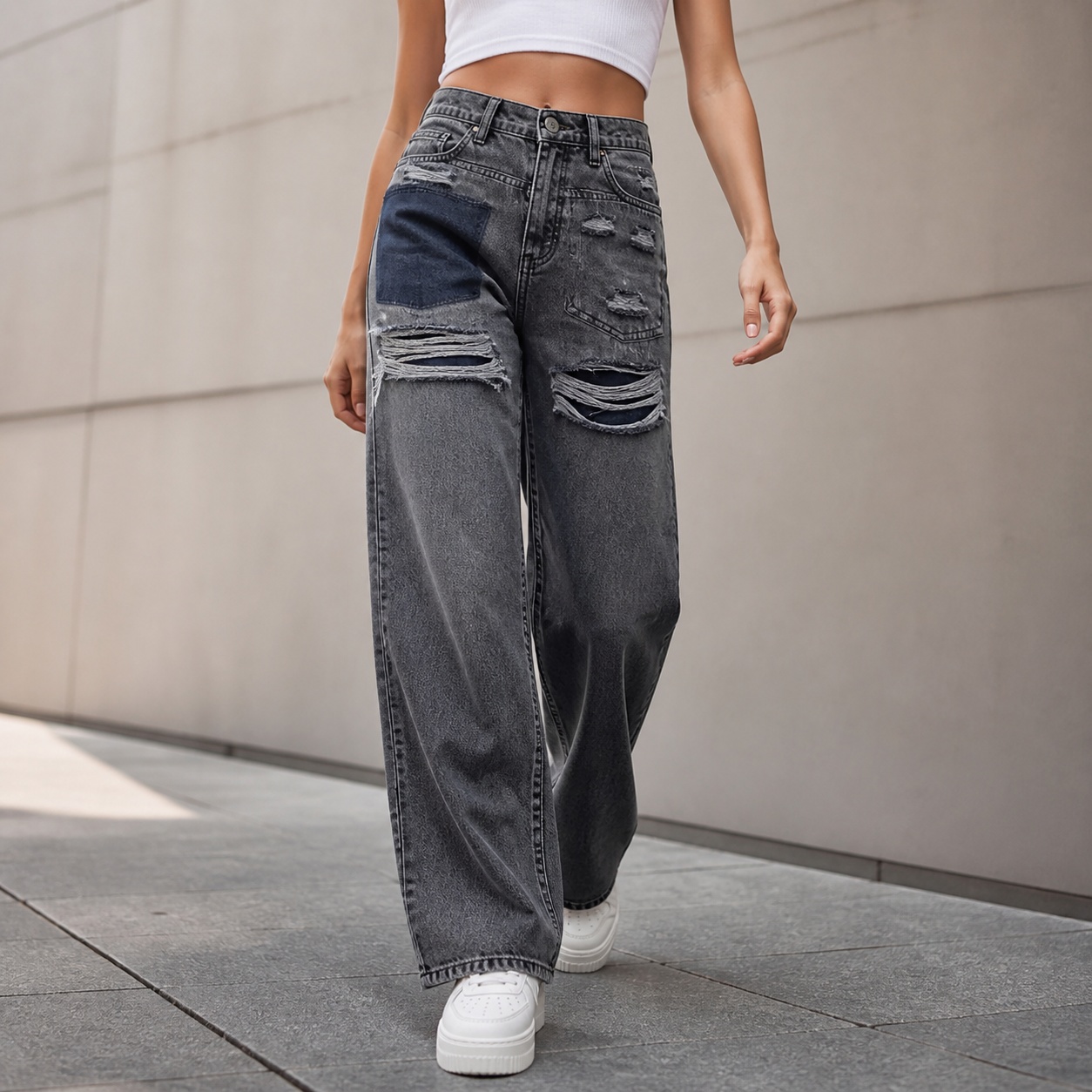 Women's Mid Waist Loose Fit Di - огляд і ціна Distressed Jean Rip
