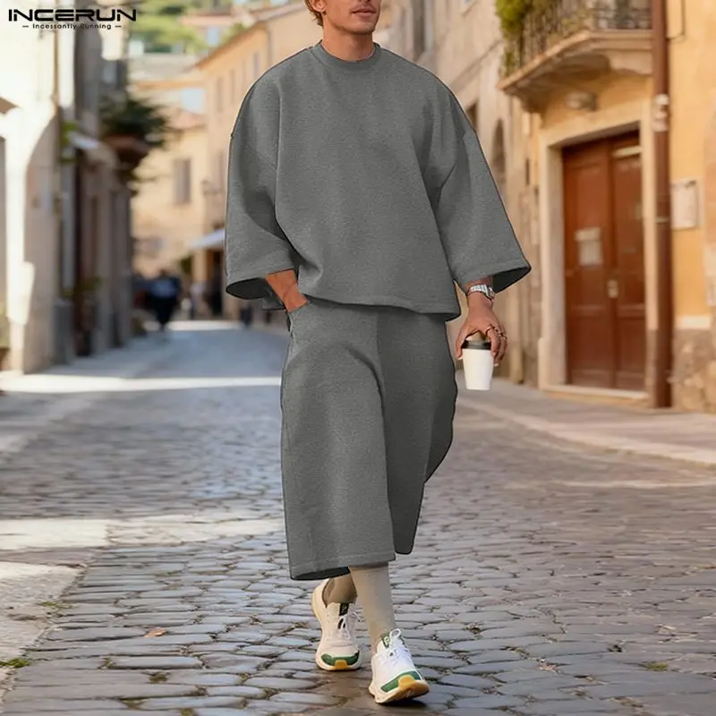 INCERUN Men Sets Solid Color B - огляд і ціна Fashion Streetwear