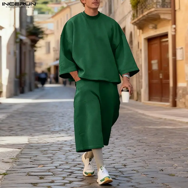 INCERUN Men Sets Solid Color B - огляд і ціна Fashion Streetwear