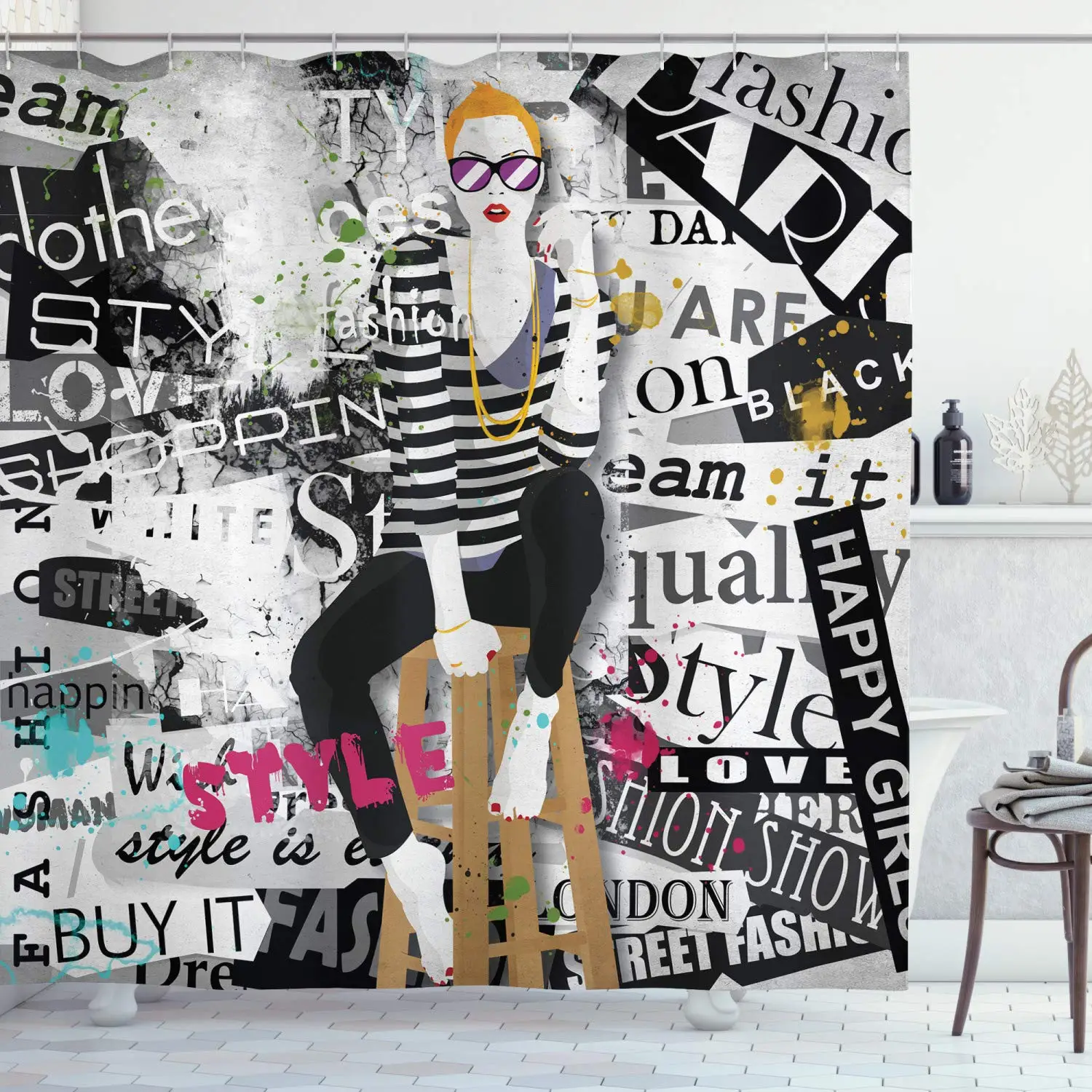Fashion Woman Shower Curtain M - огляд і ціна Street Fashion Pose
