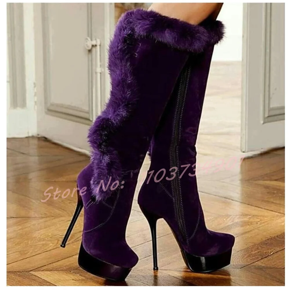 Furry Metal Heel Platform Knee - огляд і ціна Street Fashion Lady