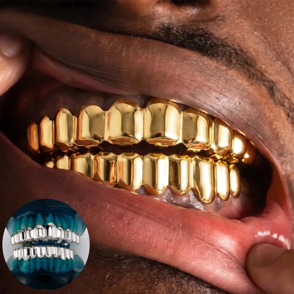 Gold Color Hip Hop Grillz Set  - огляд і ціна Street Fashion Jewelry