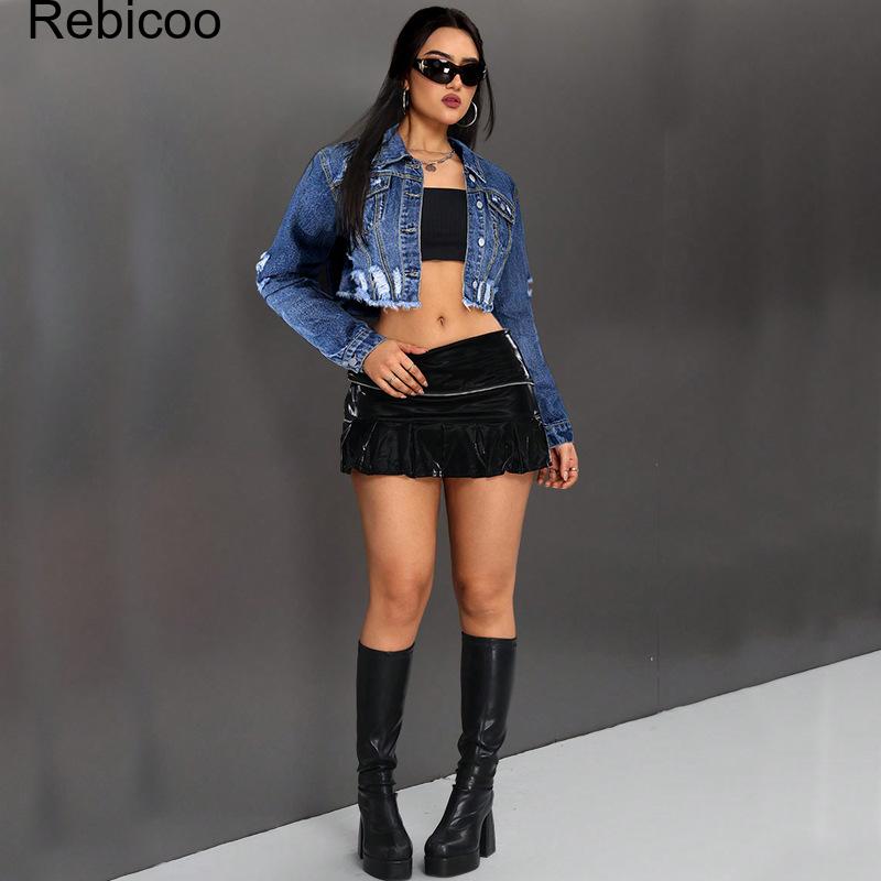 Women's Cropped Denim Jacket L - огляд і ціна Distressed Jean Rip